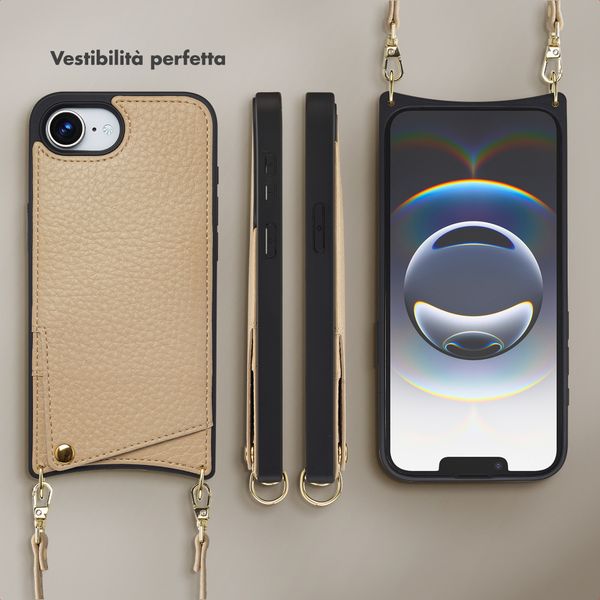 Selencia Cover per telefono Nova con cordino e portacarte Apple iPhone 17e / 16e - Beige