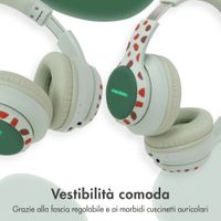 imoshion Cuffie Bluetooth Kids Dino - Cuffie per bambini con limitatore di decibel - Cuffie wireless + cavo AUX - Brown / Orange