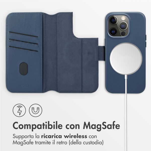 Accezz Cover in pelle 2 in 1 con MagSafe Apple iPhone 14 Pro - Nightfall Blue