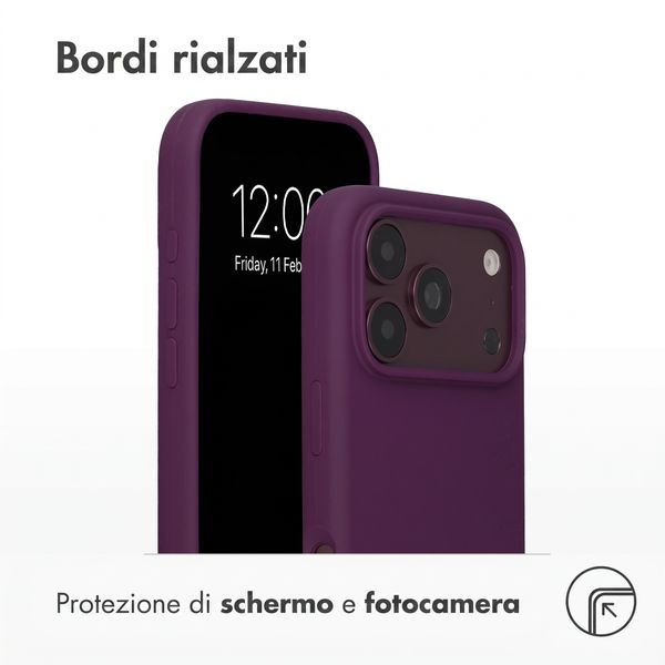 Accezz Cover in silicone liquido con MagSafe Apple iPhone 18 Pro / 17 Pro - Dark Cherry