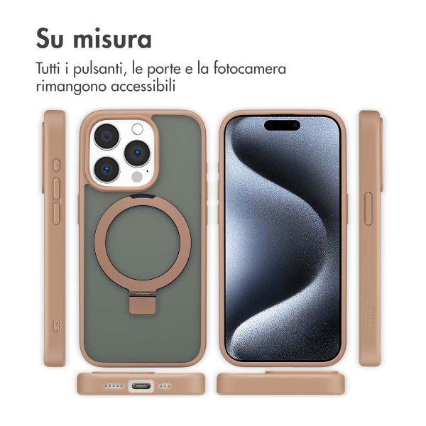 Accezz Cover con anello e supporto con MagSafe Apple iPhone 15 Pro - Marrone
