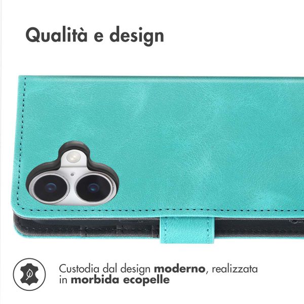 imoshion Cover a libro con Cordino Apple iPhone 16 - Turchese