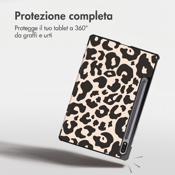 imoshion Cover Trifold Design Samsung Galaxy Tab S9 11.0 pollici / S10 Lite / S10 FE / S9 FE 10.9 pollici - Leopard
