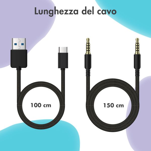 imoshion Cuffie wireless per bambini Unicorn LED Light - Limitatore di decibel - Con cavo AUX - Lavender Lilac / Soft Blue