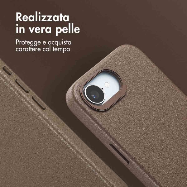 Accezz Cover in Pelle con MagSafe Apple iPhone 17e / 16e - Marrone caffè