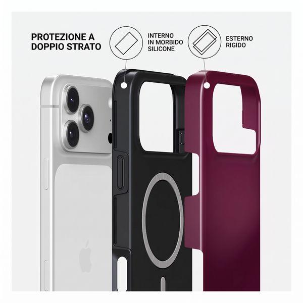 Burga Cover Posteriore Resistente con MagSafe Apple iPhone 18 Pro Max - Dark Cherry