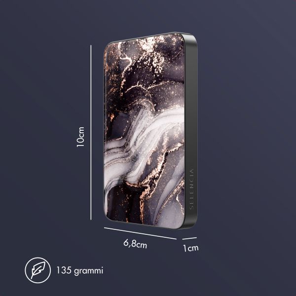 Selencia Vivid Powerbank 5.000 mAh - MagSafe e Qi - Nero / Chic Marble Black