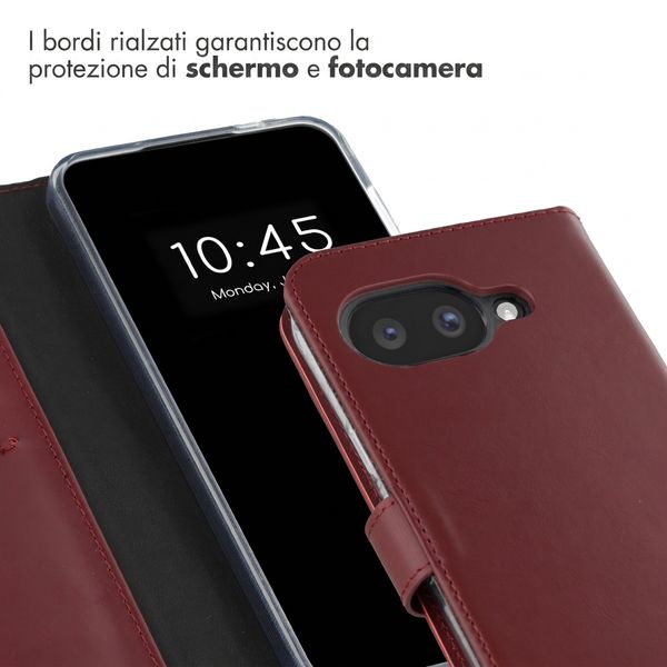 Selencia Cover a libro in vera pelle Google Pixel 9A - Burgundy