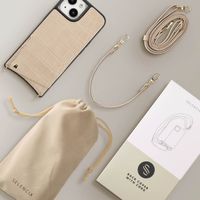 Selencia Cover per telefono Nova Croco con cordino e portacarte Apple iPhone 15 - Beige