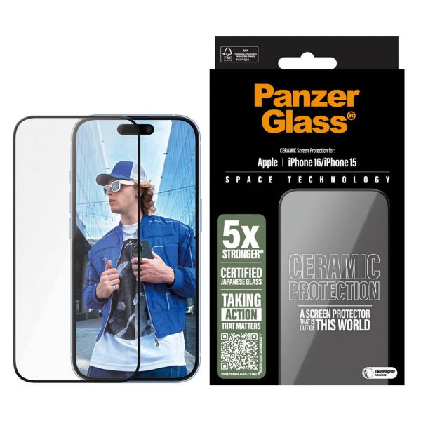 PanzerGlass Vetro temperato in ceramica con applicatore Apple iPhone 16