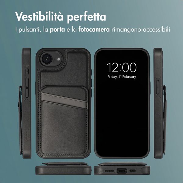 imoshion Cover Posteriore con Porta Carte e supporto Apple iPhone 17e / 16e - Nero