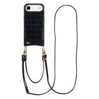 Selencia Cover per telefono Nova Croco con cordino e portacarte Apple iPhone Air - Nero