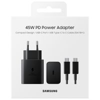 Samsung Adattatore di alimentazione originale con cavo USB-C - Caricatore - Connessione USB-C - Ricarica rapida - 45 Watt - 1,8 metri - Nero