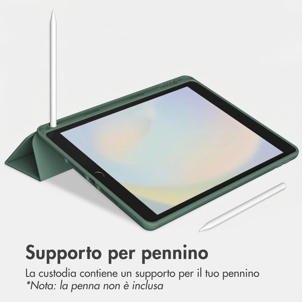 Accezz Cover a libro in silicone Smart Apple iPad 9 (2021) 10.2 pollici / iPad 8 (2020) 10.2 pollici / iPad 7 (2019) 10.2 pollici - Verde scuro