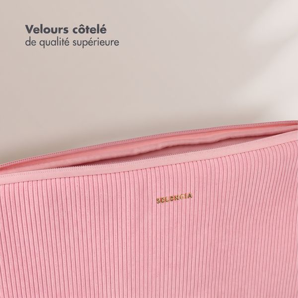 Selencia Cover per laptop in velluto a coste 15-16 pollici - Sleeve per laptop - Soft Blush