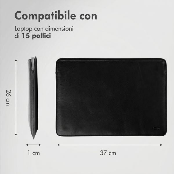 Accezz Cover in pelle per Apple MacBook 15 pollici - Laptopsleeve - Nera
