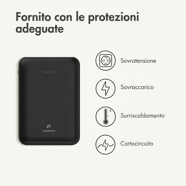imoshion Powerbank compatta da 10.000 mAh – Powerbank piccola – Quick Charge e Power Delivery – Nero
