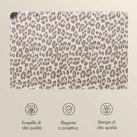 Selencia Libreria Sabi con stampa leopardata Apple iPad 9 (2021) 10.2 pollici / iPad 8 (2020) 10.2 pollici / iPad 7 (2019) 10.2 pollici - Soft Ivory