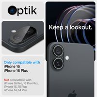 Spigen Optik Lens Protector - Protezione completa della fotocamera (confezione da 2) per Apple iPhone 16 / 16 Plus - Black