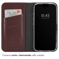 Selencia Cover a libro in vera pelle Apple iPhone 16 Pro Max - Marrone