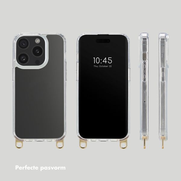 Selencia Cover trasparente con ganci + laccetto da polso Lova Apple iPhone 15 Pro - Arancio