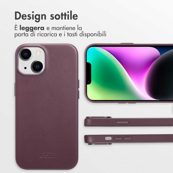 Accezz Cover in Pelle con MagSafe Apple iPhone 14 - Heath Purple