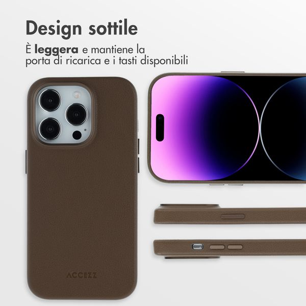 Accezz Cover in Pelle con MagSafe Apple iPhone 14 Pro - Marrone caffè