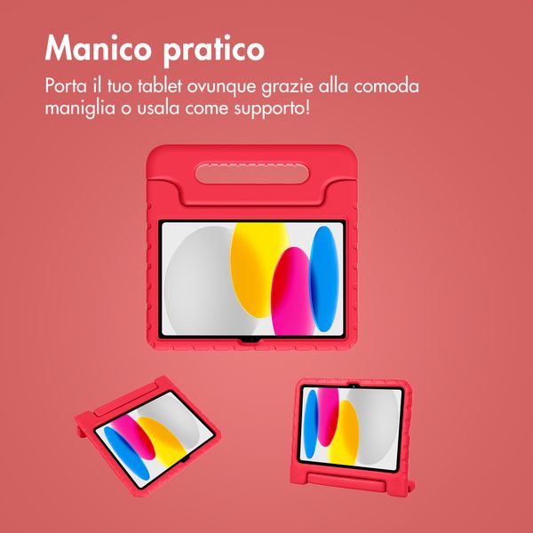 imoshion Cover Posteriore Kidsproof con Maniglia Apple iPad 11 (2025) 11 pollici A16 / iPad 10 (2022) 10.9 pollici - Rosso
