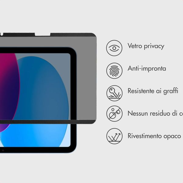 Accezz Pellicola protettiva con privacy magnetica Apple iPad 11 (2025) 11 pollici A16 / iPad 10 (2022) 10.9 pollici
