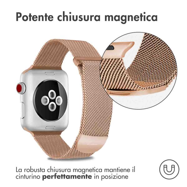 imoshion Cinturino milanese magnetico Apple Watch | 44/45/46/49 mm - Taglia M - Oro rosa