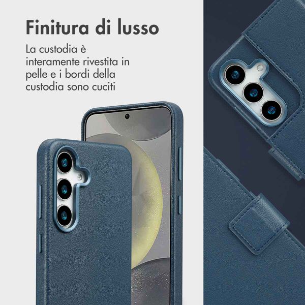 Accezz Cover in pelle 2 in 1 con MagSafe Samsung Galaxy S25 - Nightfall Blue