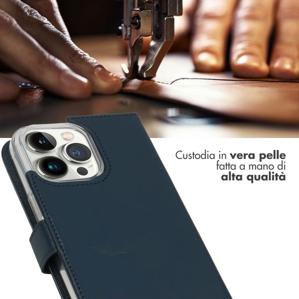 Selencia Cover a libro in vera pelle Apple iPhone 14 Pro Max - Blu