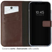 Selencia Cover a libro in vera pelle Apple iPhone 14 - Marrone