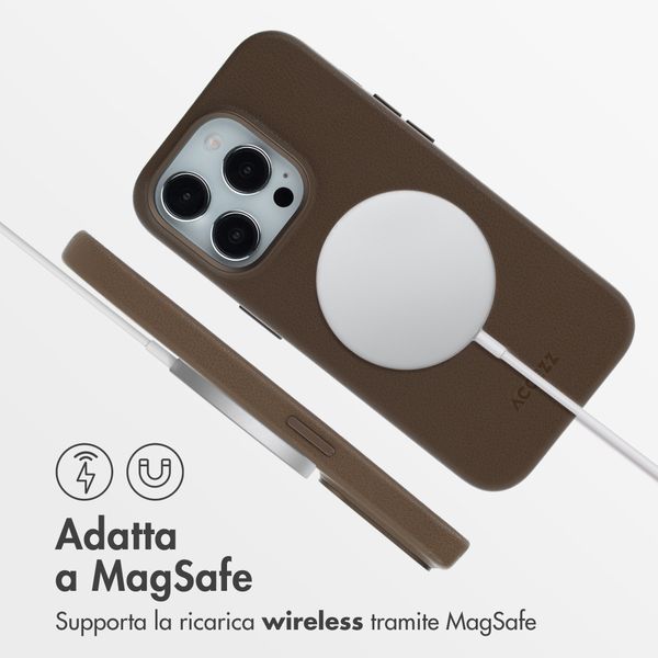 Accezz Cover in Pelle con MagSafe Apple iPhone 14 Pro - Marrone caffè