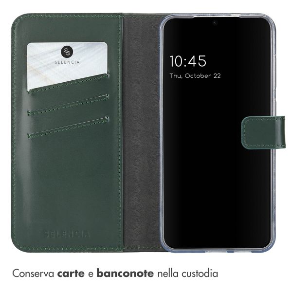 Selencia Cover a libro in vera pelle Samsung Galaxy S25 Plus - Verde