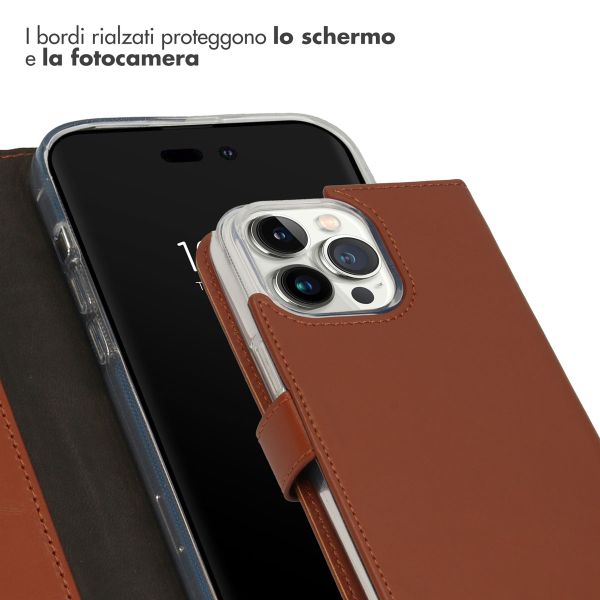 Selencia Cover a libro in vera pelle Apple iPhone 14 Pro Max - Marrone chiaro