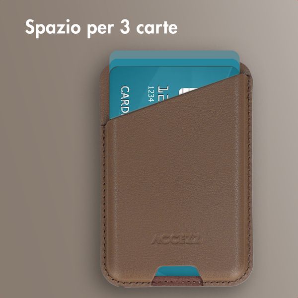 Accezz Portacarte in pelle magnetico - Compatibile con Apple Find My - Coffee Brown