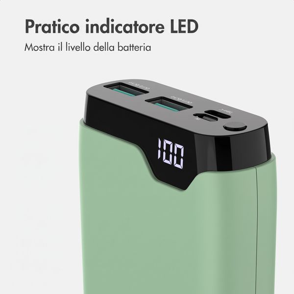 imoshion Powerbank da 20.000 mAh - Caricabatterie rapido da 22,5 W - USB-C / USB-A - Verde
