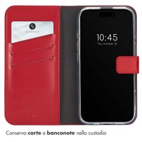 Selencia Cover a libro in vera pelle Apple iPhone 16 - Rosso