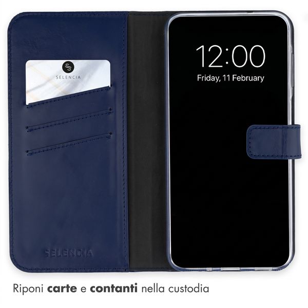 Selencia Cover a libro in vera pelle Samsung Galaxy S26 FE - Blu