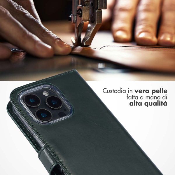 Selencia Cover a libro in vera pelle Apple iPhone 16 Pro Max - Verde
