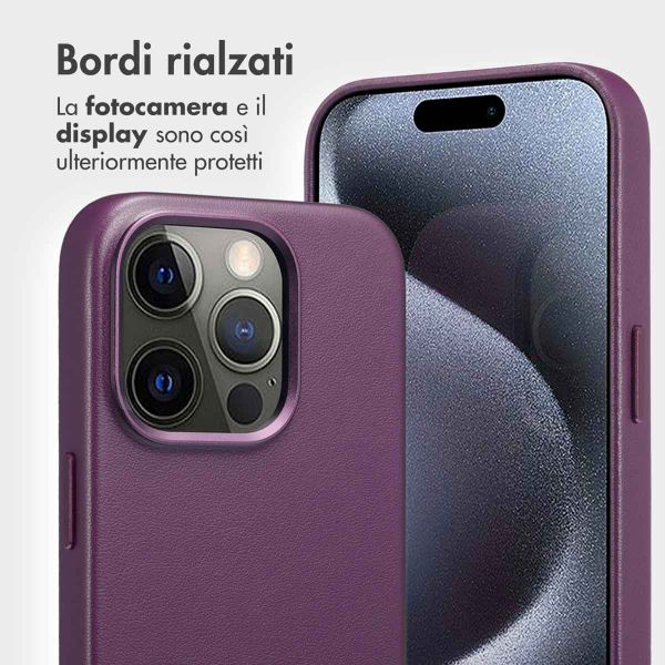 Accezz Cover in pelle 2 in 1 con MagSafe Apple iPhone 15 Pro - Heath Purple
