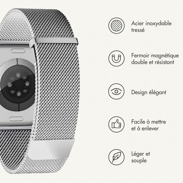imoshion Milanees magnetisch bandje Apple Watch | 44/45/46/49 mm - Zilver