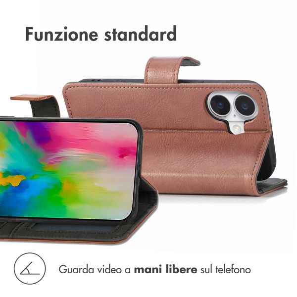 imoshion Cover a libro di Lusso Apple iPhone 16 - Marrone