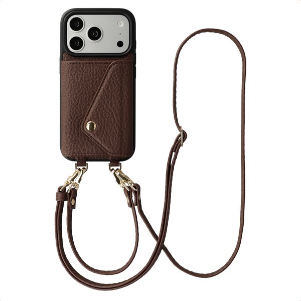 Selencia Cover per telefono Sera con cordino e portacarte a busta Apple iPhone 17 Pro - Chocolate Brown