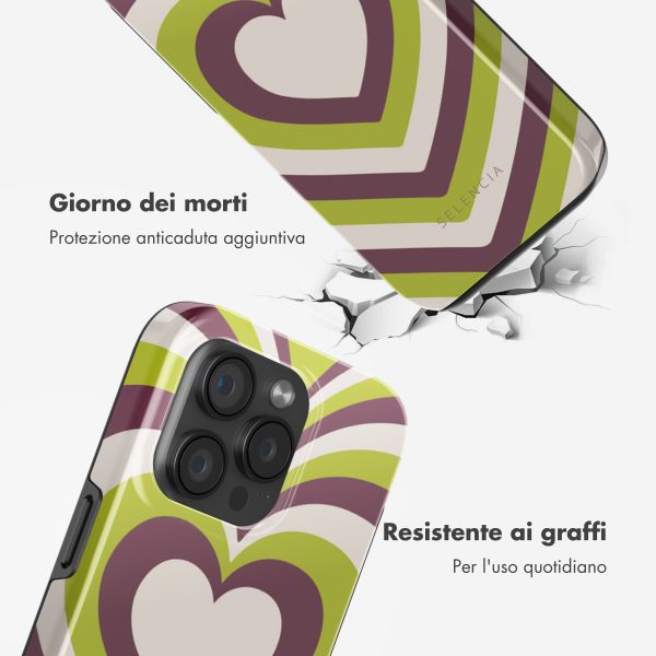 Selencia Cover posteriore Vivid con MagSafe Apple iPhone 15 Pro - Double Hearts Plum Fern