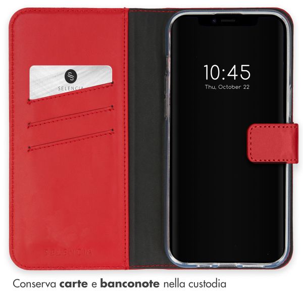 Selencia Cover a libro in vera pelle Apple iPhone 15 - Rosso