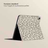 Selencia Libreria Sabi con stampa leopardata Apple iPad 11 (2025) 11 pollici A16 / iPad 10 (2022) 10.9 pollici - Soft Ivory