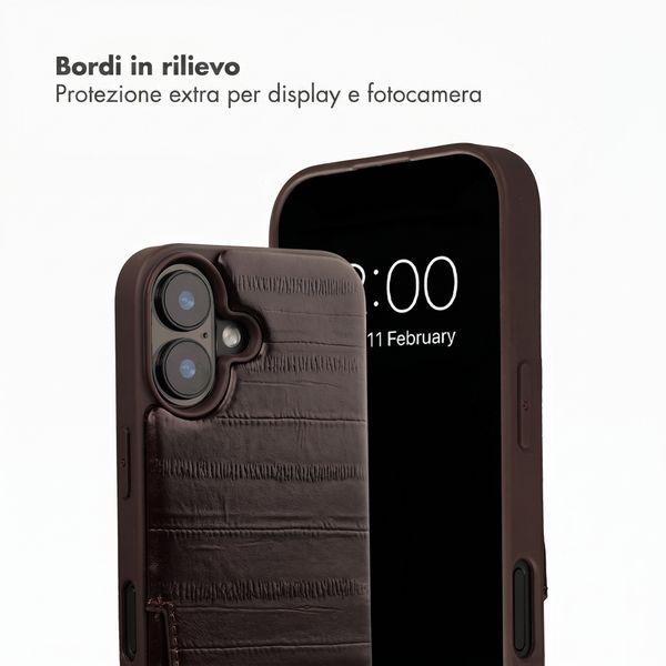 Selencia Nova cover posteriore in vera pelle con portacarte Apple iPhone 16 - Dark Chocolate