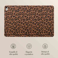 Selencia Libreria Sabi con stampa leopardata Apple iPad 11 (2025) 11 pollici A16 / iPad 10 (2022) 10.9 pollici - Mocha Brown